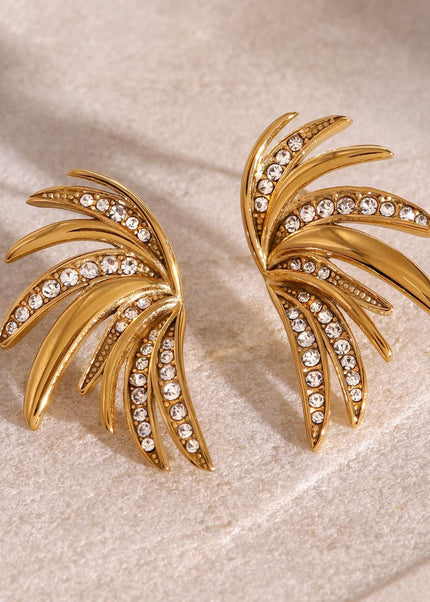 Jieding European and American exaggerated stainless steel zircon earrings, high-end ins stud earrings, cross-border jewelry, electroplated titanium steel earrings