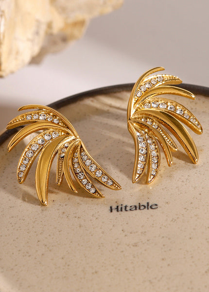 Jieding European and American exaggerated stainless steel zircon earrings, high-end ins stud earrings, cross-border jewelry, electroplated titanium steel earrings
