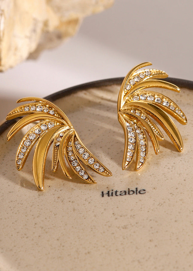 Jieding European and American exaggerated stainless steel zircon earrings, high-end ins stud earrings, cross-border jewelry, electroplated titanium steel earrings