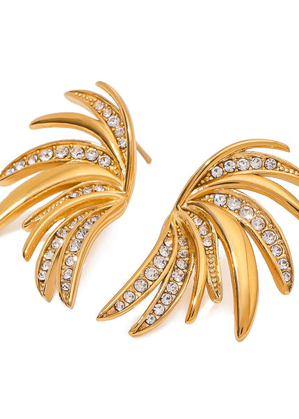 Jieding European and American exaggerated stainless steel zircon earrings, high-end ins stud earrings, cross-border jewelry, electroplated titanium steel earrings