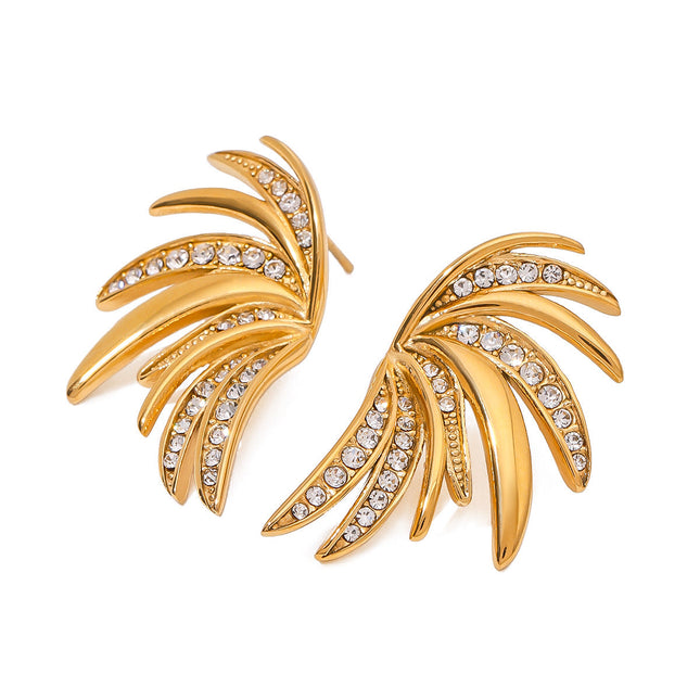 Jieding European and American exaggerated stainless steel zircon earrings, high-end ins stud earrings, cross-border jewelry, electroplated titanium steel earrings