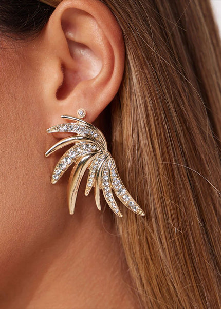 Jieding European and American exaggerated stainless steel zircon earrings, high-end ins stud earrings, cross-border jewelry, electroplated titanium steel earrings