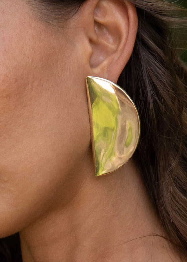 Jieding European and American stainless steel moon stud earrings, geometric exaggerated high-end earrings, titanium steel earrings, cross-border jewelry foreign trade