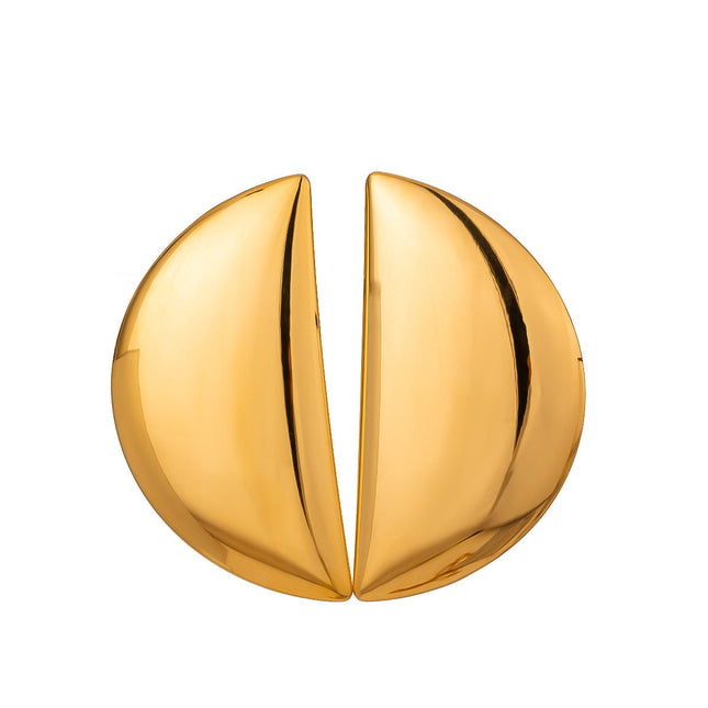 Jieding European and American stainless steel moon stud earrings, geometric exaggerated high-end earrings, titanium steel earrings, cross-border jewelry foreign trade