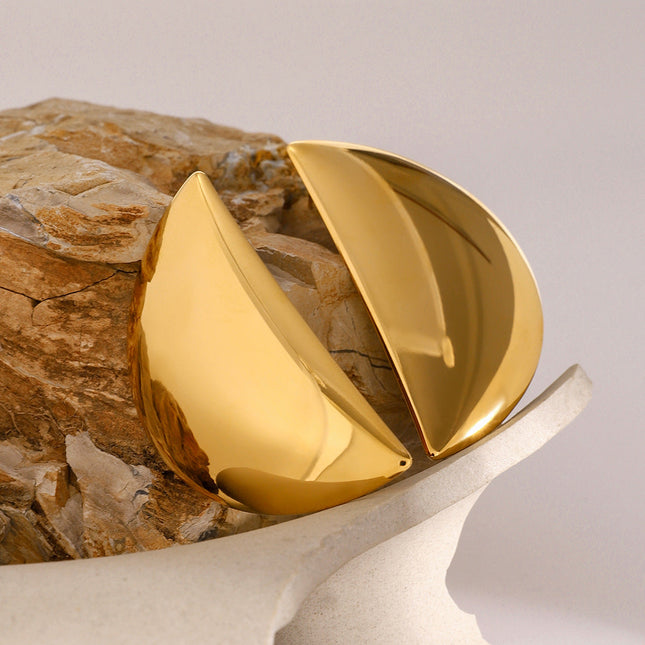 Jieding European and American stainless steel moon stud earrings, geometric exaggerated high-end earrings, titanium steel earrings, cross-border jewelry foreign trade