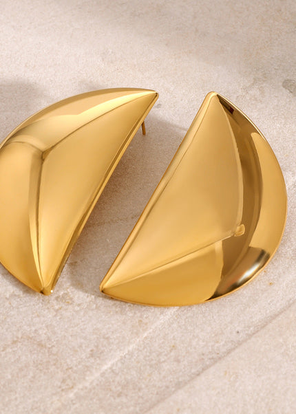 Jieding European and American stainless steel moon stud earrings, geometric exaggerated high-end earrings, titanium steel earrings, cross-border jewelry foreign trade