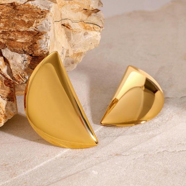 Jieding European and American stainless steel moon stud earrings, geometric exaggerated high-end earrings, titanium steel earrings, cross-border jewelry foreign trade