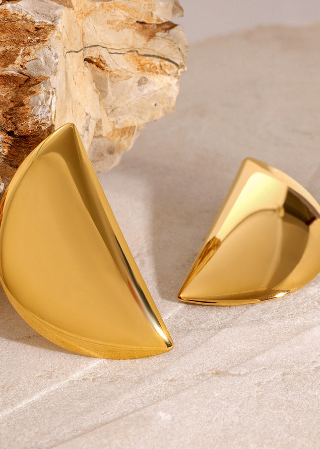 Jieding European and American stainless steel moon stud earrings, geometric exaggerated high-end earrings, titanium steel earrings, cross-border jewelry foreign trade