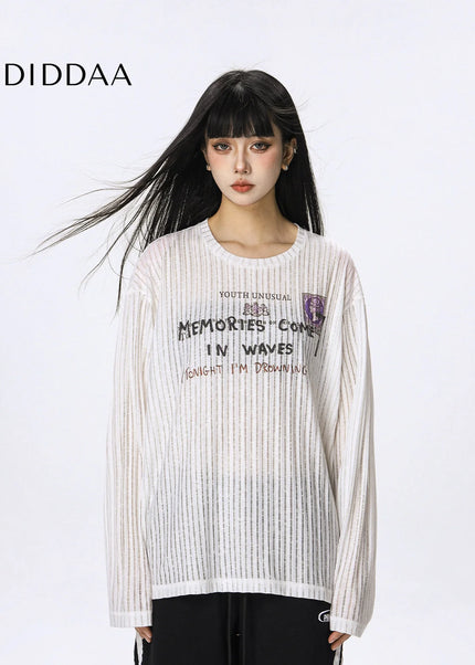 CTB Beer Captain American casual print loose long sleeve T-shirt women’s spring and autumn new thin smock top tide