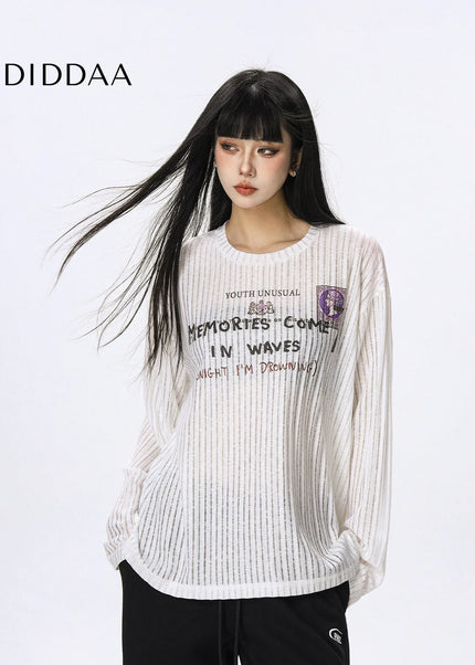 CTB Beer Captain American casual print loose long sleeve T-shirt women’s spring and autumn new thin smock top tide