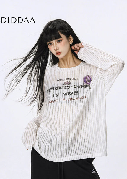 CTB Beer Captain American casual print loose long sleeve T-shirt women’s spring and autumn new thin smock top tide
