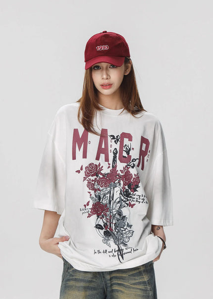 CTB Beer Captain American high street fashion brand vibe print short sleeve t-shirt women’s summer new loose top men