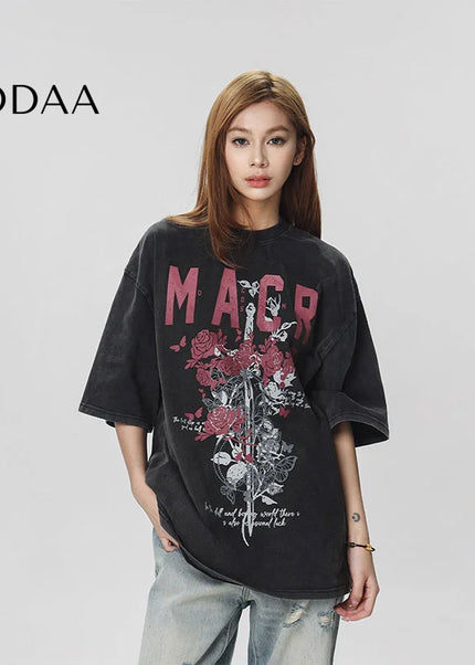CTB Beer Captain American high street fashion brand vibe print short sleeve t-shirt women’s summer new loose top men