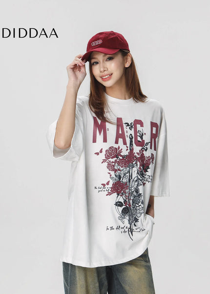 CTB Beer Captain American high street fashion brand vibe print short sleeve t-shirt women’s summer new loose top men