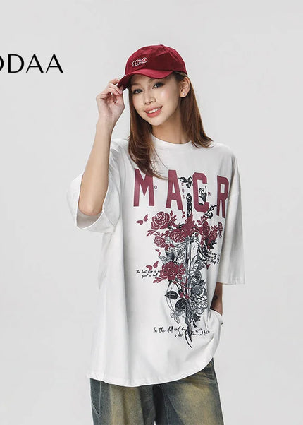CTB Beer Captain American high street fashion brand vibe print short sleeve t-shirt women’s summer new loose top men