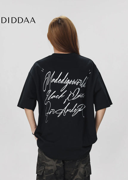 CTB Beer Captain American Trendy Brand Alphabet Embroidery Short Sleeve T-Shirt Women’s Summer New Loose Simple Top Men