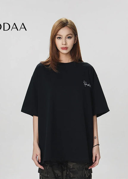 CTB Beer Captain American Trendy Brand Alphabet Embroidery Short Sleeve T-Shirt Women’s Summer New Loose Simple Top Men