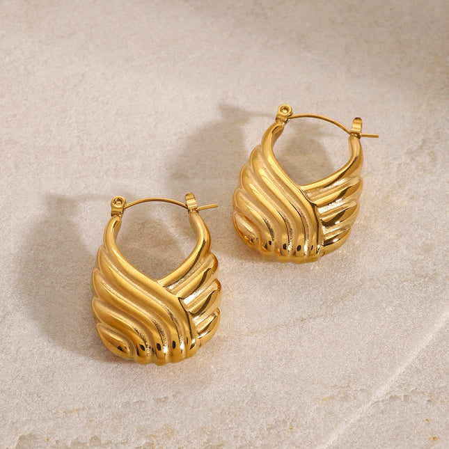 Jieding European and American stainless steel thread satchel earrings are niche design sense creative earrings personalized fashion earrings