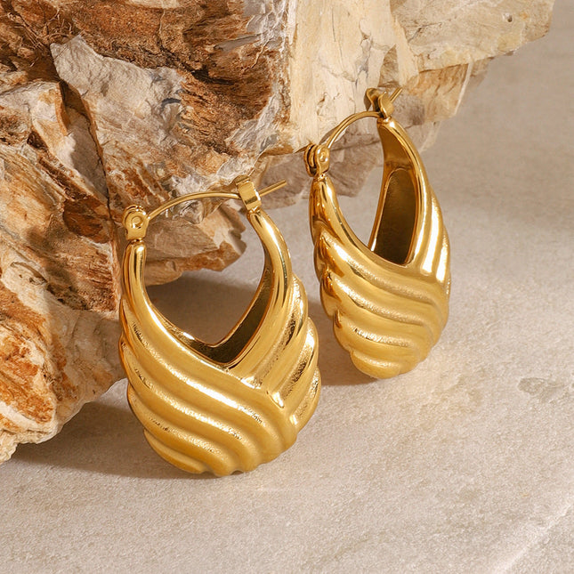 Jieding European and American stainless steel thread satchel earrings are niche design sense creative earrings personalized fashion earrings