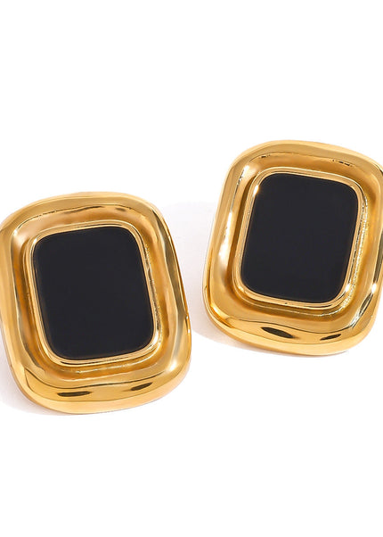 Jieding European and American stainless steel resin square earrings high-end retro light luxury stud French texture jewelry cross-border