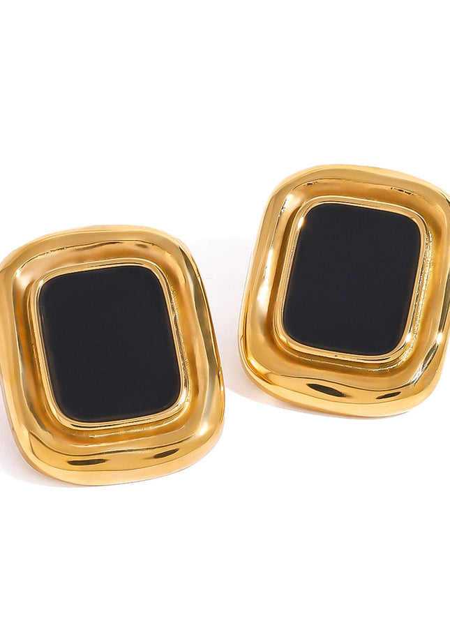 Jieding European and American stainless steel resin square earrings high-end retro light luxury stud French texture jewelry cross-border