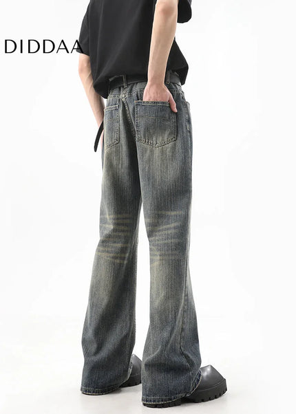 Dark Blue Distressed Slim Bootcut Jeans for Men - Men’s Jeans