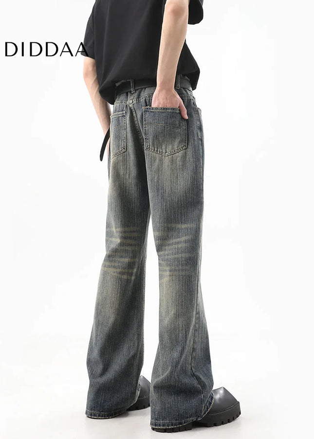 Dark Blue Distressed Slim Bootcut Jeans for Men - Men’s Jeans