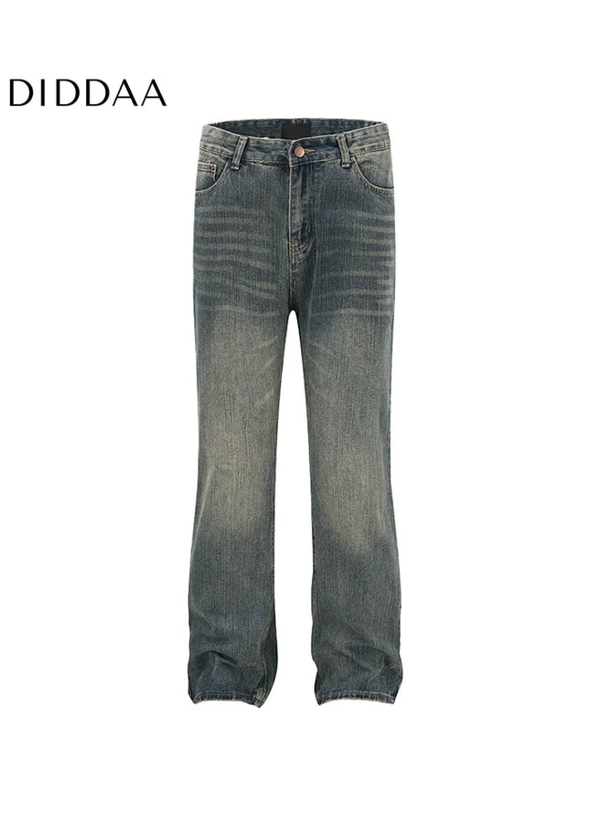 Dark Blue Distressed Slim Bootcut Jeans for Men - Men’s Jeans