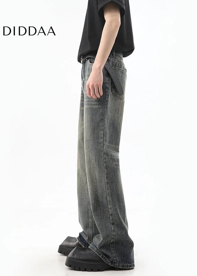 Dark Blue Distressed Slim Bootcut Jeans for Men - Men’s Jeans