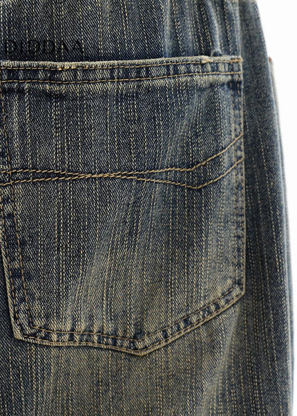 Dark Blue Distressed Slim Bootcut Jeans for Men - Men’s Jeans