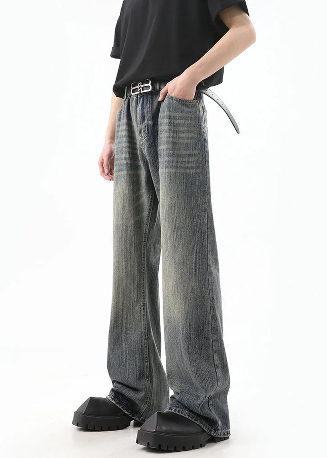 Dark Blue Distressed Slim Bootcut Jeans for Men - Men’s Jeans