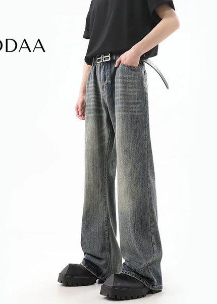 Dark Blue Distressed Slim Bootcut Jeans for Men - S / Vintage Blue - Men’s Jeans