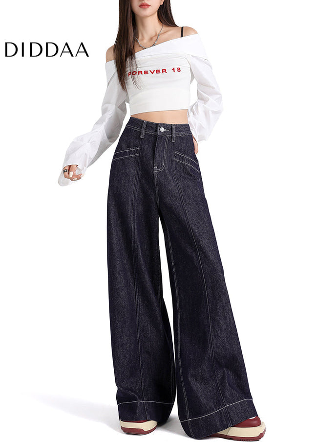 Dark Blue High Waist Wide Leg Jeans for Women 2025 - Women’s Jeans