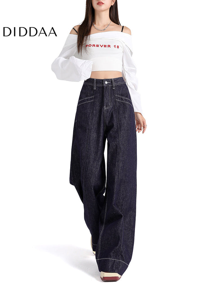 Dark Blue High Waist Wide Leg Jeans for Women 2025 - Women’s Jeans
