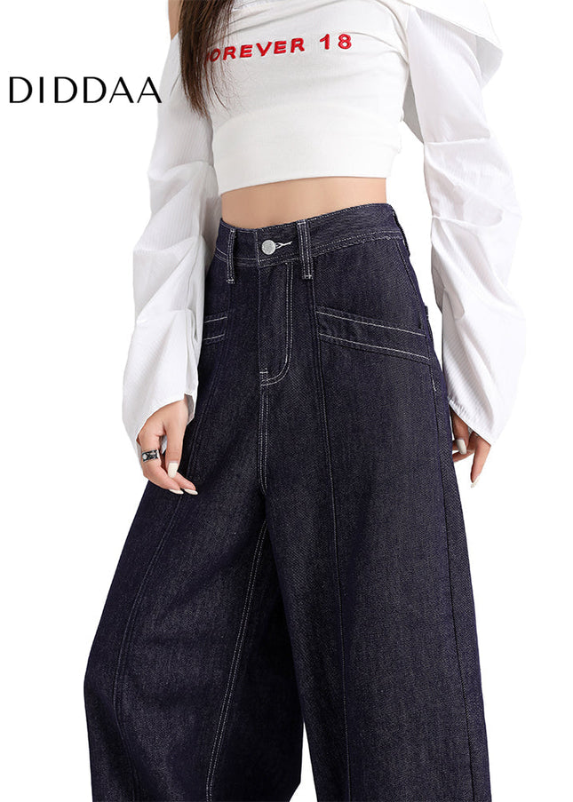Dark Blue High Waist Wide Leg Jeans for Women 2025 - Women’s Jeans