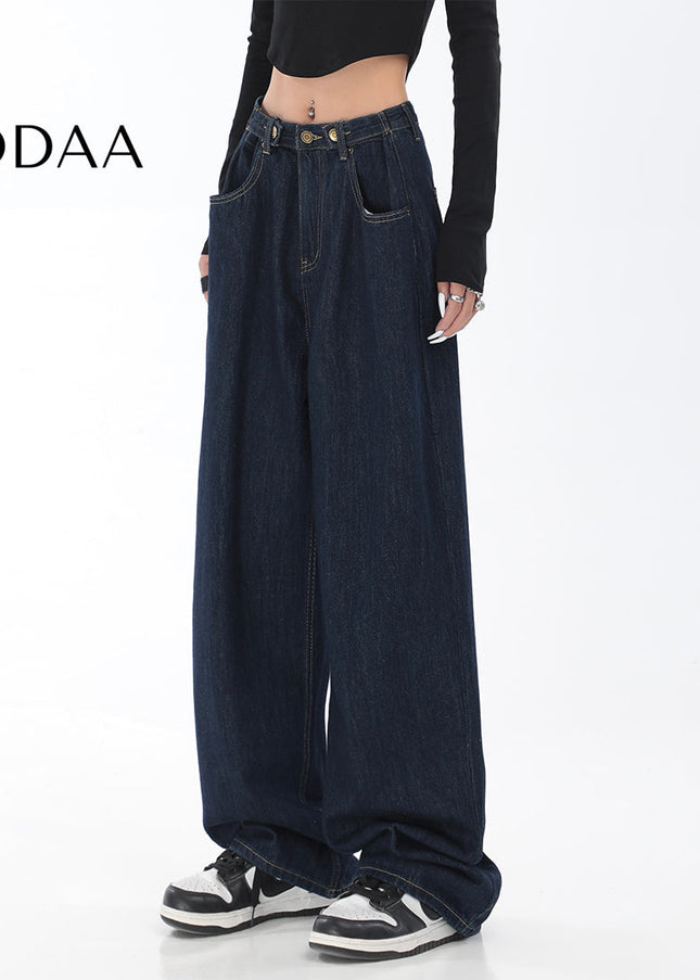 Dark Blue High-Waisted Wide-Leg Jeans for Women - S / Dark Blue - Women’s Jeans