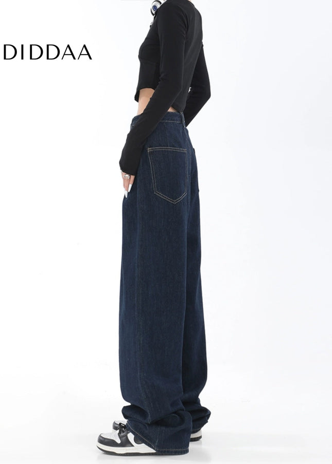 Dark Blue High-Waisted Wide-Leg Jeans for Women - Women’s Jeans