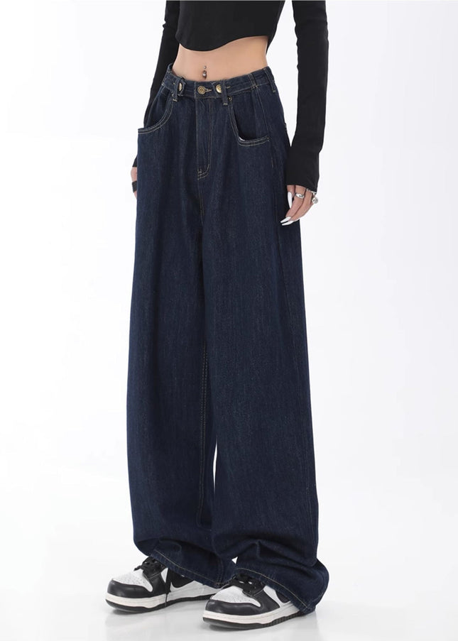 Dark Blue High-Waisted Wide-Leg Jeans for Women - Women’s Jeans