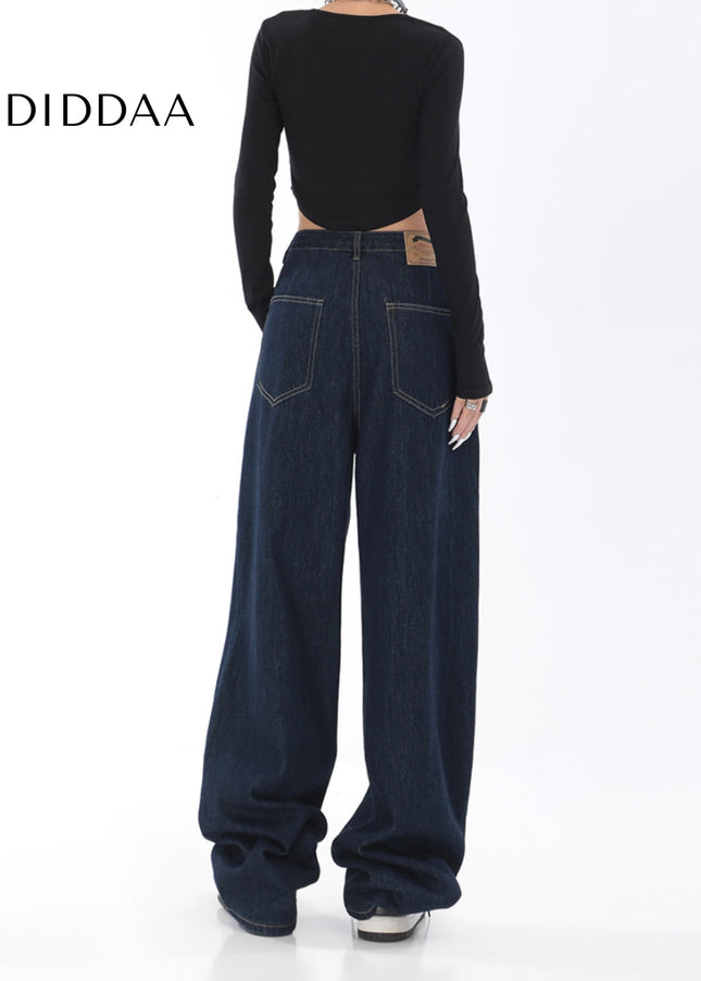 Dark Blue High-Waisted Wide-Leg Jeans for Women - Women’s Jeans