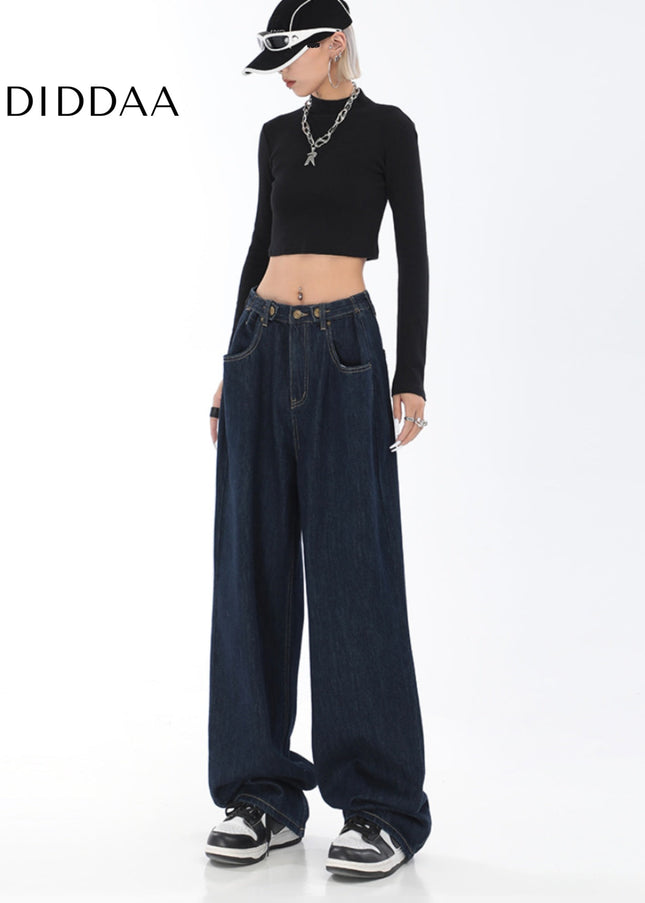 Dark Blue High-Waisted Wide-Leg Jeans for Women - Women’s Jeans