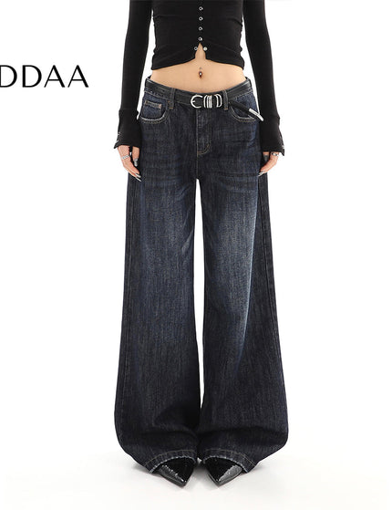Dark Blue Loose Drape Wide-Leg Jeans for Women - S / Dark Blue - Women’s Jeans