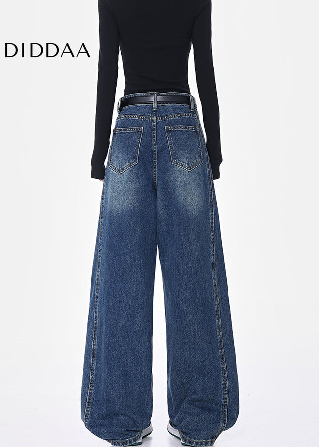 Dark Blue Loose Fit Wide-Leg Machete Jeans for Women - Women’s Jeans