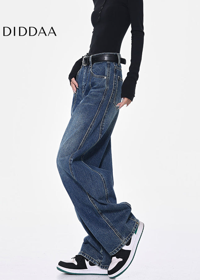 Dark Blue Loose Fit Wide-Leg Machete Jeans for Women - Women’s Jeans