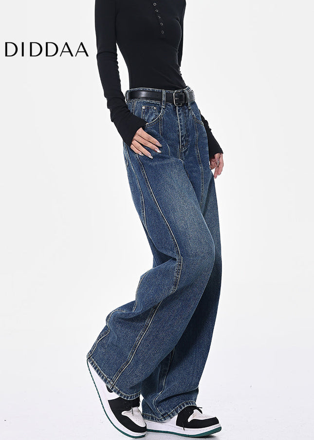 Dark Blue Loose Fit Wide-Leg Machete Jeans for Women - Women’s Jeans