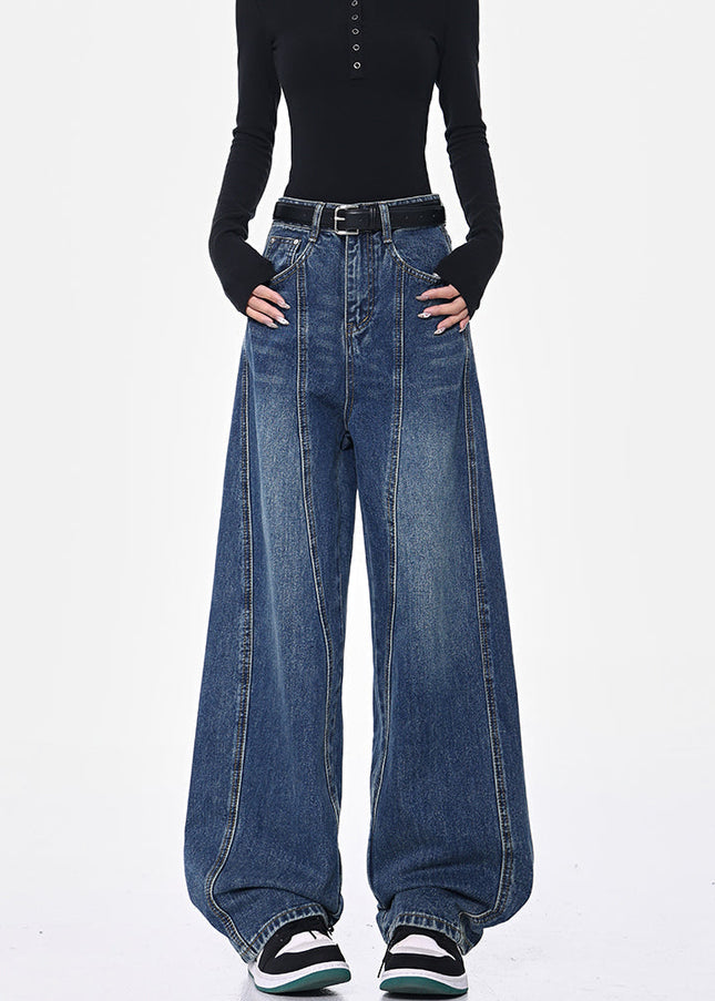 Dark Blue Loose Fit Wide-Leg Machete Jeans for Women - Women’s Jeans