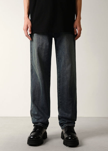 Dark Blue Loose Stretch Straight-Leg Jeans for Men - 28 / Dark Blue - Men’s Jeans