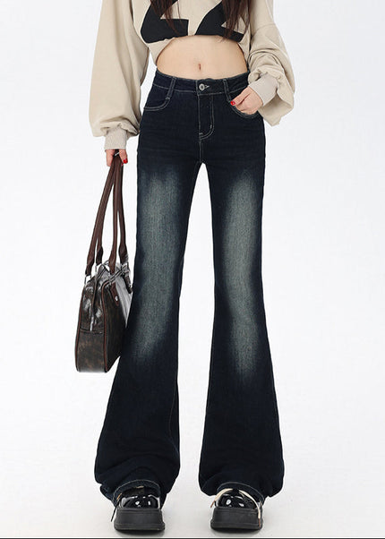 Dark Blue Low-Rise Bootcut Jeans with Crotch Cover - Women’s Jeans