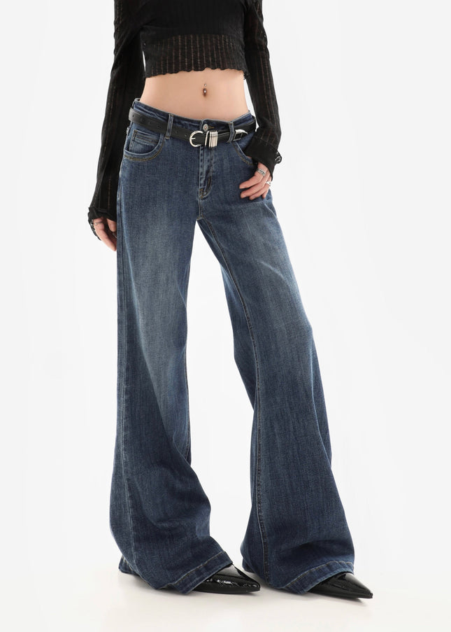 Dark Blue Low Waist Flare Jeans for Women 2025 - Women’s Jeans