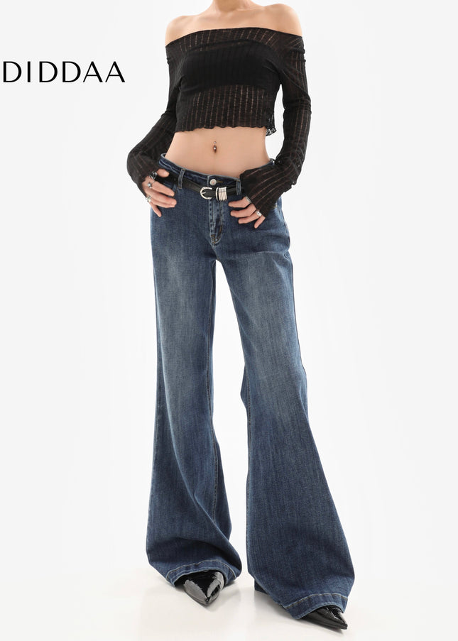 Dark Blue Low Waist Flare Jeans for Women 2025 - Women’s Jeans
