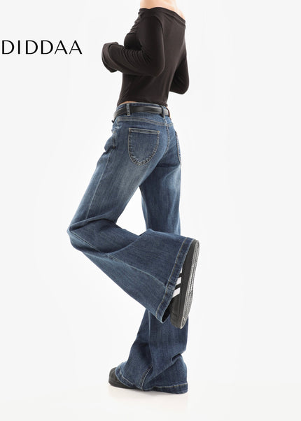 Dark Blue Low Waist Flare Jeans for Women 2025 - Women’s Jeans